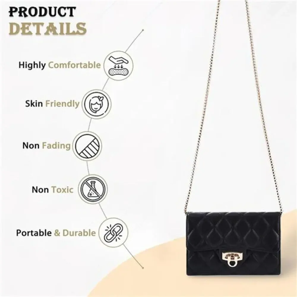Stylish Small Quilted Crossbody Bag Compact Black Shoulder Bag for Women